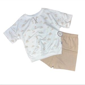 Badgley Mischka Set Short Sleeve Pullover Shorts NWT Boys 3T Sailing White Tan